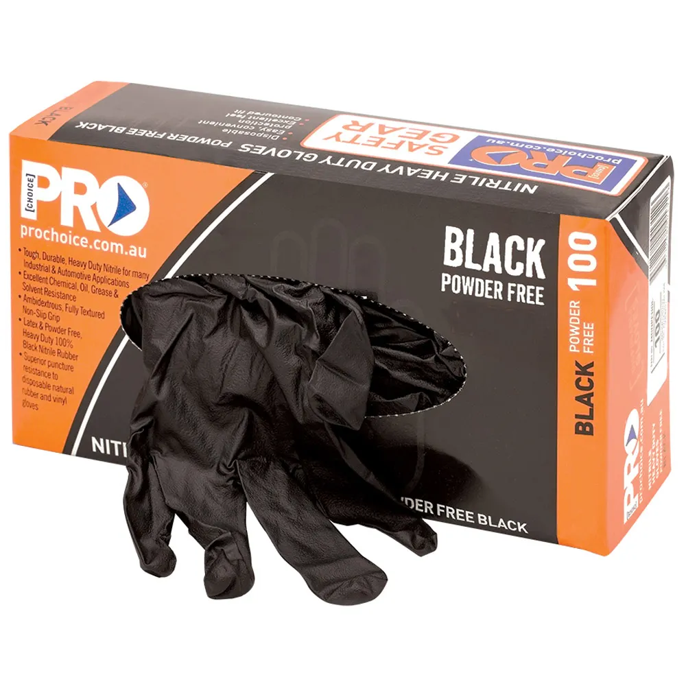 PROCHOICE 100 Pack XX Large HD Nitrile Black Disposable Gloves
