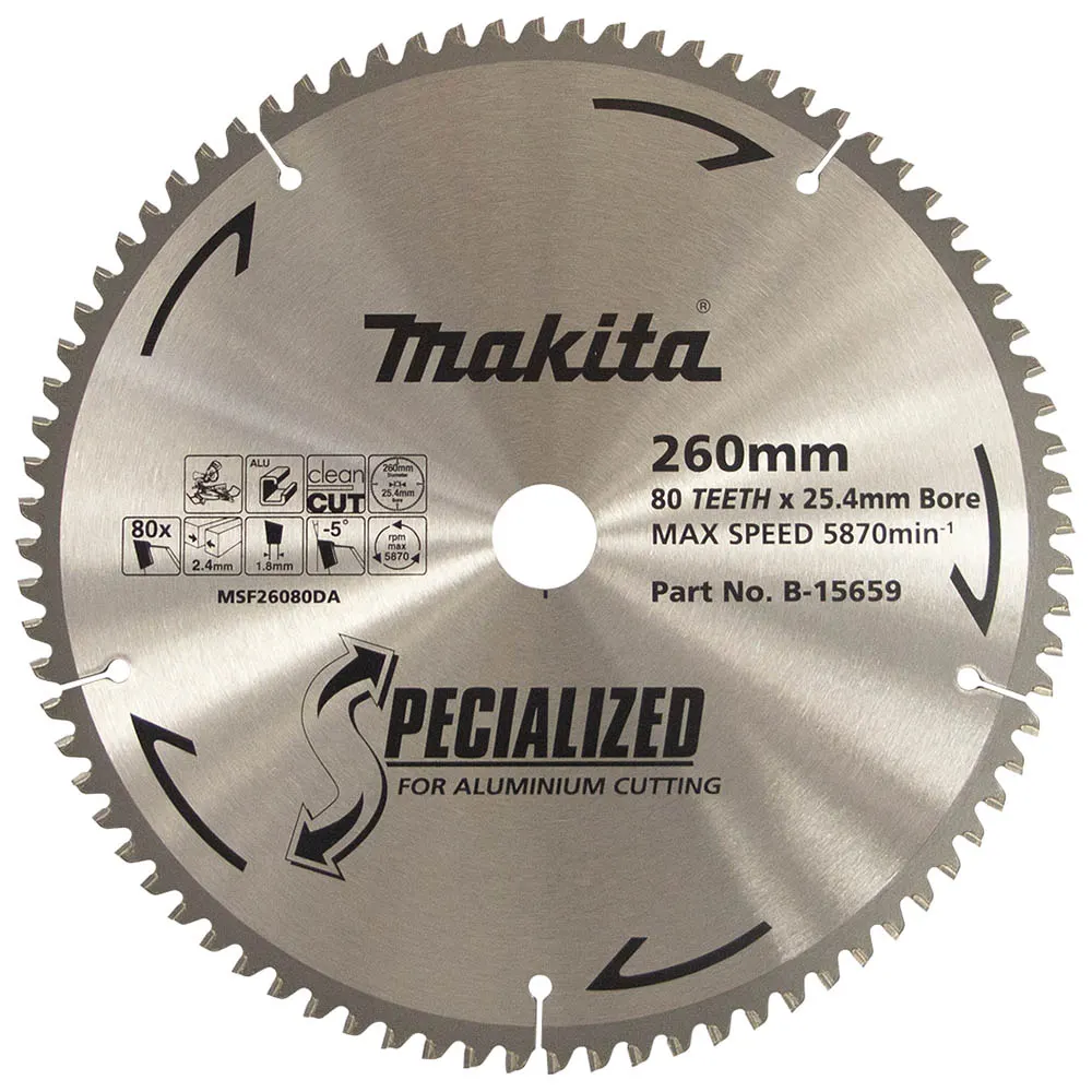 MAKITA 260mm 80T TCT Circular Saw Blade for Aluminium Cutting - Mitre Saws - SPECIALIZED