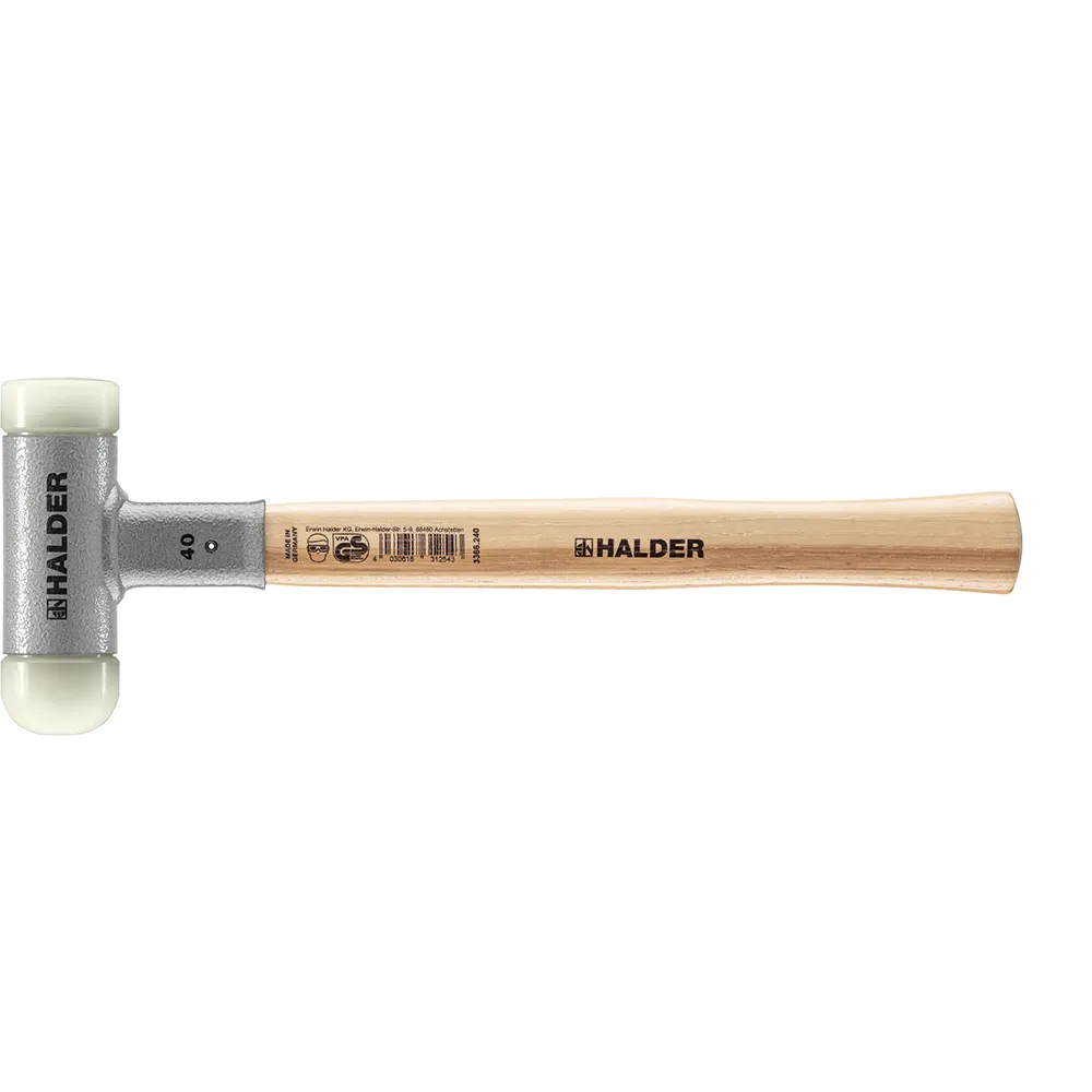 HALDER 40mm 635g Dead Blow Hammer Replacable Tips Hickory Handle 3366.W240