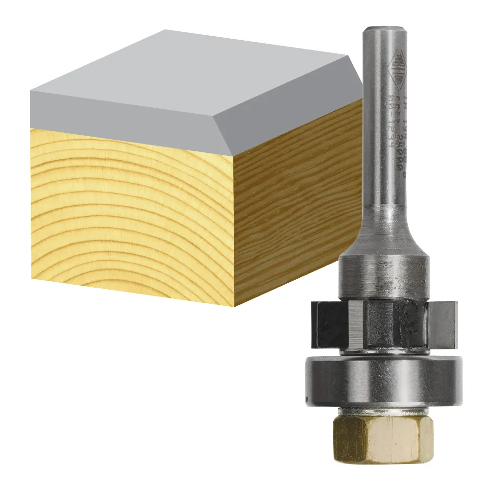 CARBITOOL Router Bit TCT 25-Degree Bevel Bit w.Bearing 4-Flute 1/4inch -Shank TA 194.25 B