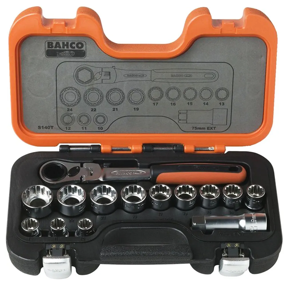 BAHCO 14 piece Go Thru Socket Set S140T