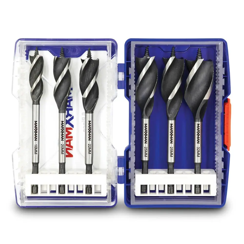 MARXMAN 16-32mm 1/4-Hex Spade Auger Wood Drill Bit Set - 6 Piece MSBAS6PC