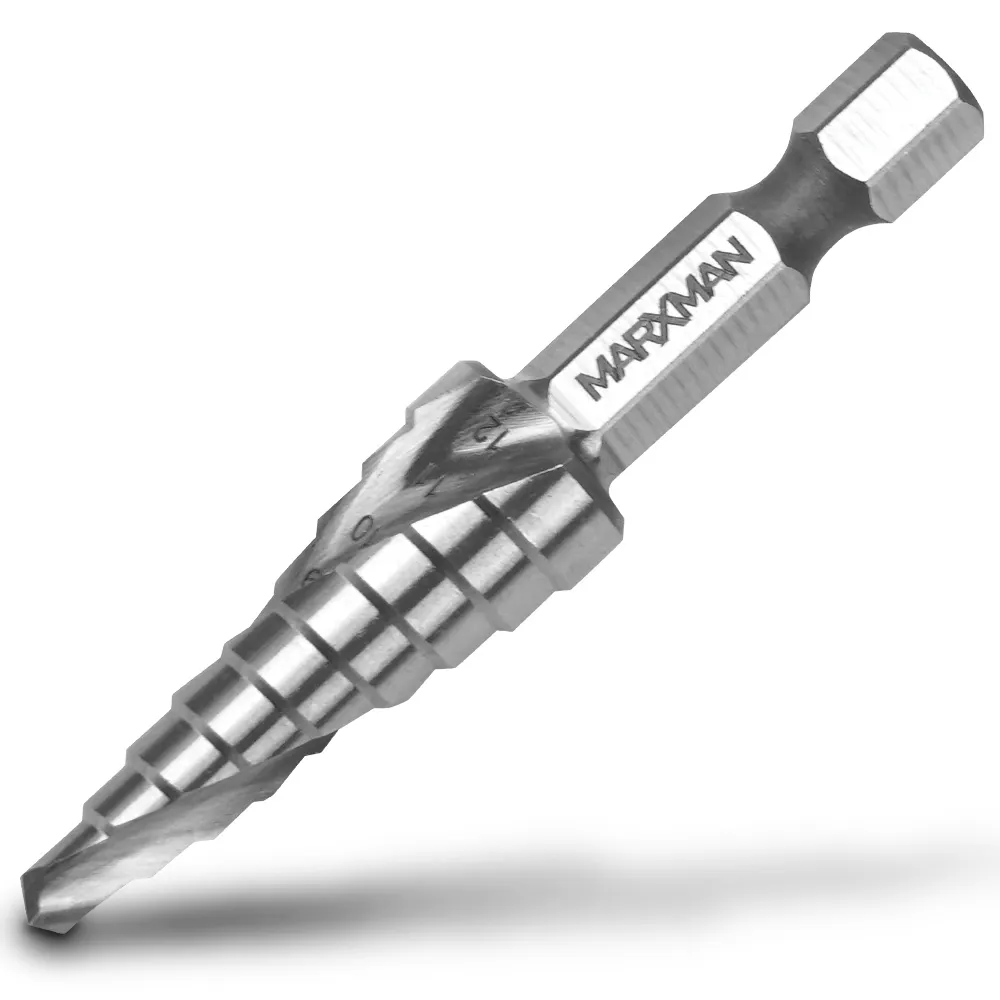 MARXMAN 4-12mm 1/4-Hex HSS Metal 9-Step Spiral Drill Bit MSDSP412HX