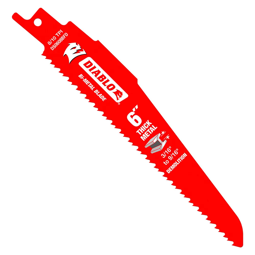 DIABLO 152mm Bi-Metal Recip Blade for Thick Metal/Demolition - 5 Piece 2610052335