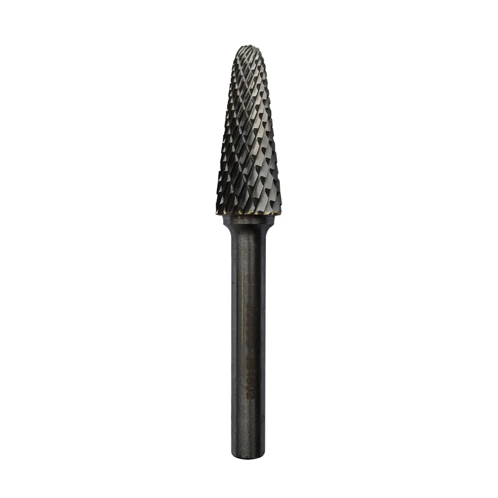 JOSCO 12 x 30mm 1/4inch Shank Ball-Nosed Cone Diamond Cut Carbide Burr