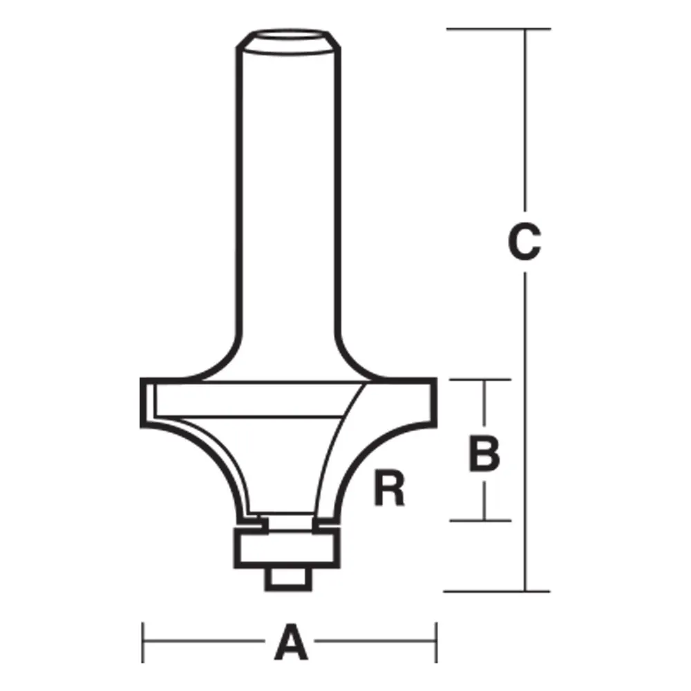 CARBITOOL Router Bit TCT Rounding Over 3/8inch -Radius 1/4inch -Shank T 512 B