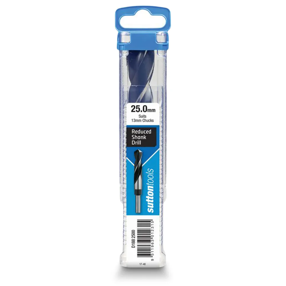 SUTTON 25.0 x 152mm 12.5mm Reduced Shank HSS Metal Drill Bit