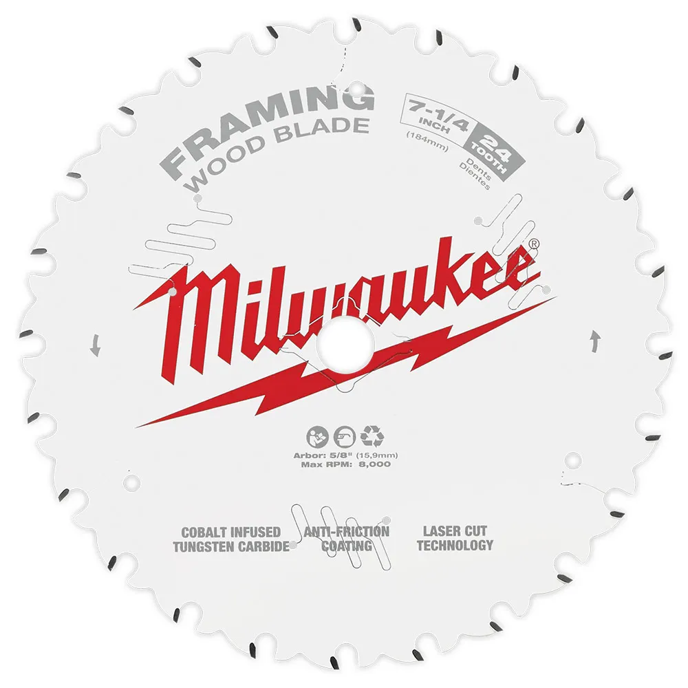 MILWAUKEE 184mm 24T Framing Circular Saw Blade 48408720