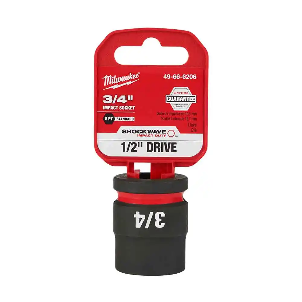 MILWAUKEE SHOCKWAVE 1/2" Drive 3/4" Standard 6 Point Impact Socket 49666206