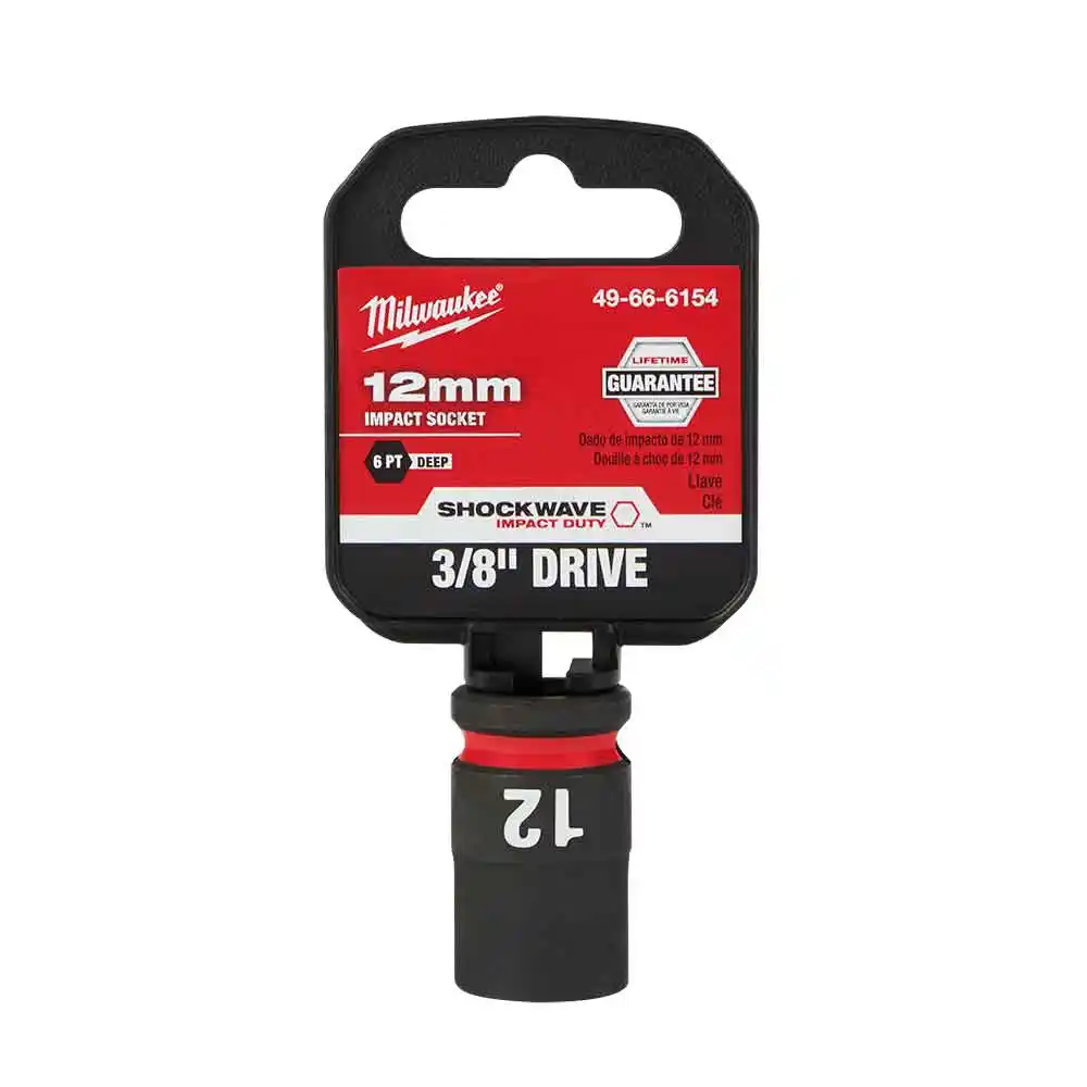 MILWAUKEE SHOCKWAVE 3/8" Drive 12mm Deep 6 Point Impact Socket 49666154