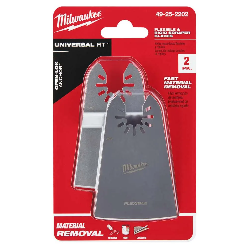 MILWAUKEE 2 Piece OPEN-LOK 50mm Rigid & 50mm Flexible Scraper Variety 49252202
