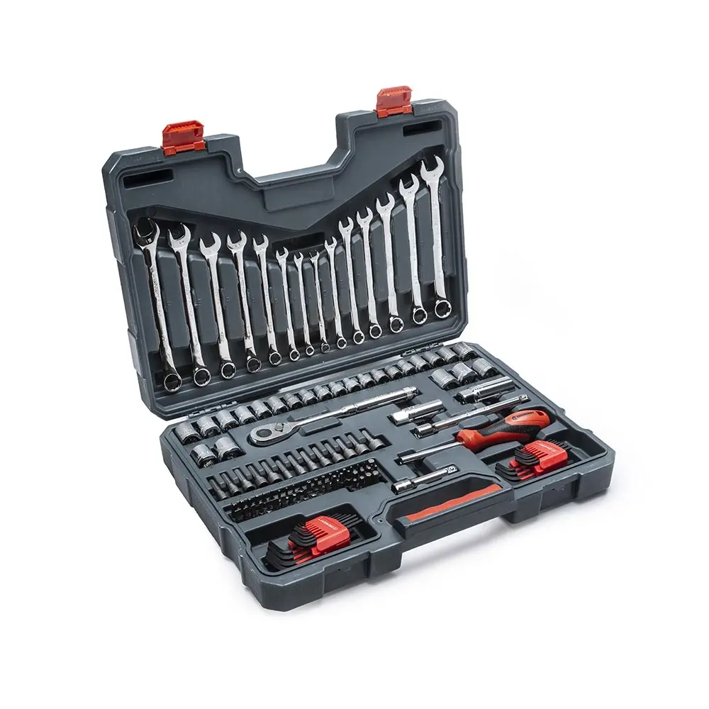 CRESCENT 128 Pc 3/8" Drive 12 Point Standard SAE/Metric Mechanics Tool Set CTK128C