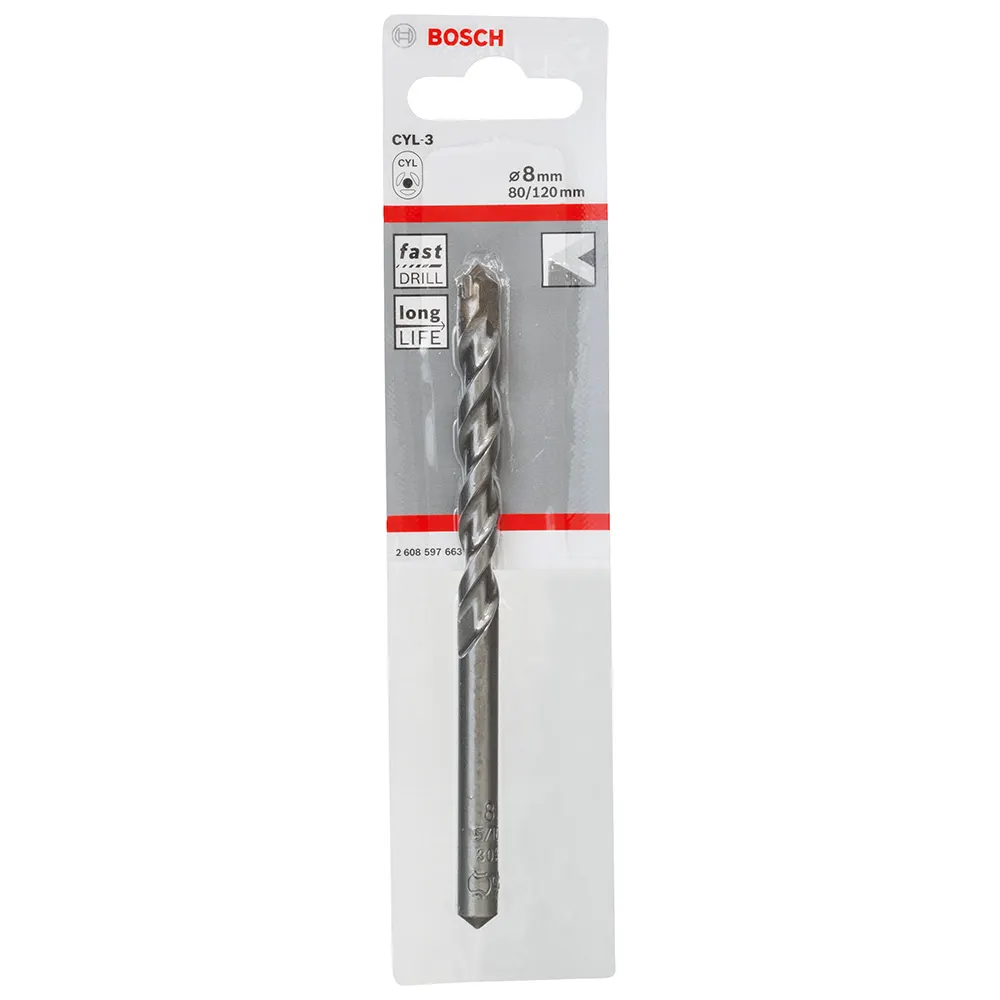 BOSCH 8 x 120mm Silver Percussion Masonry Drill Bit