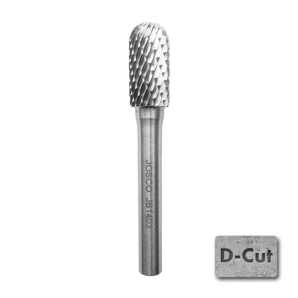JOSCO 10 x 20mm 1/4inch Shank Ball-Nosed Cylinder Diamond Cut Carbide Burr