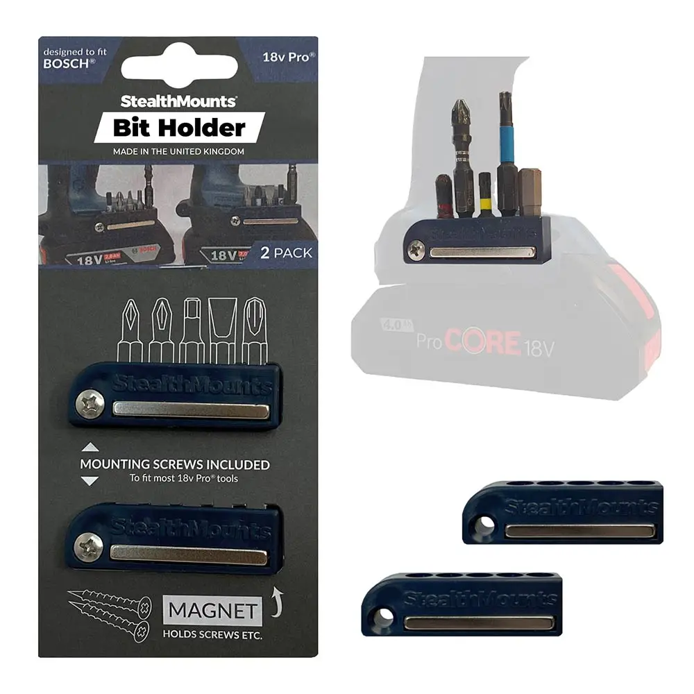 STEALTHMOUNTS Bit Holder for Bosch Blue 18V - 2 Pack BH-BO-BLU-2