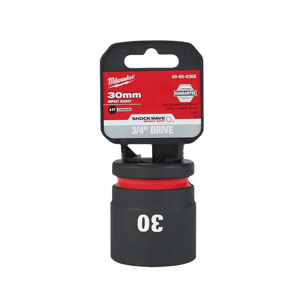MILWAUKEE SHOCKWAVE 3/4inch Drive 30mm Standard 6 Point Impact Socket 49666368