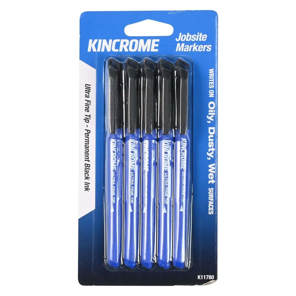 KINCROME Permanent Marker Ultra Fine Tip Black 5 Pack K11780
