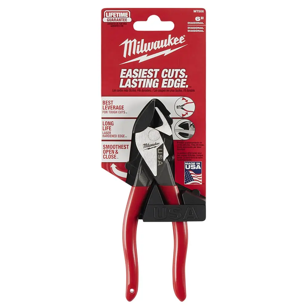MILWAUKEE 152mm USA Made Plastic Grip Handle Diagonal Cutter Plier MT506