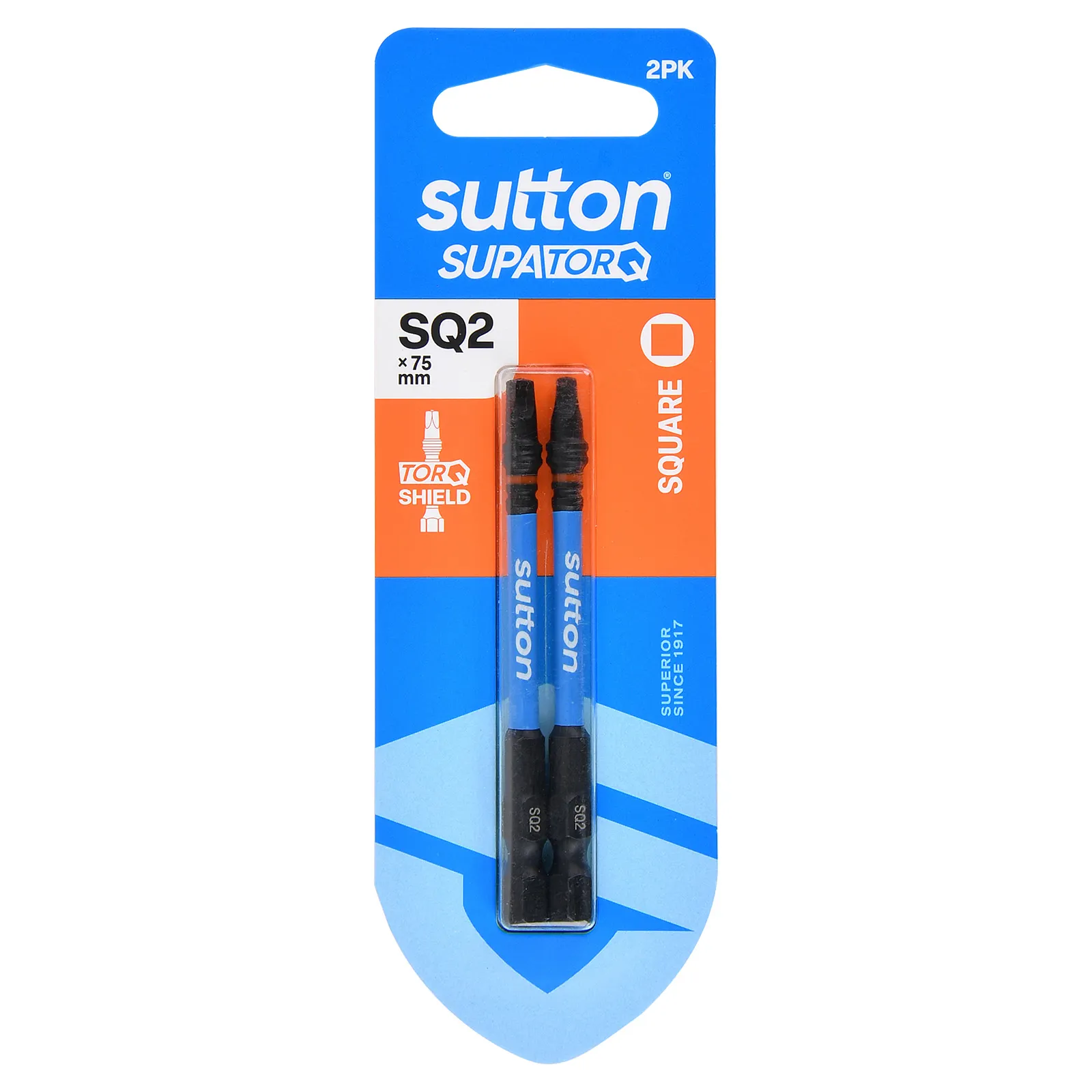 SUTTON SUPATORQ SQ2X75mm Robertson Screwdriver Bit - 2 Piece S204H02D02