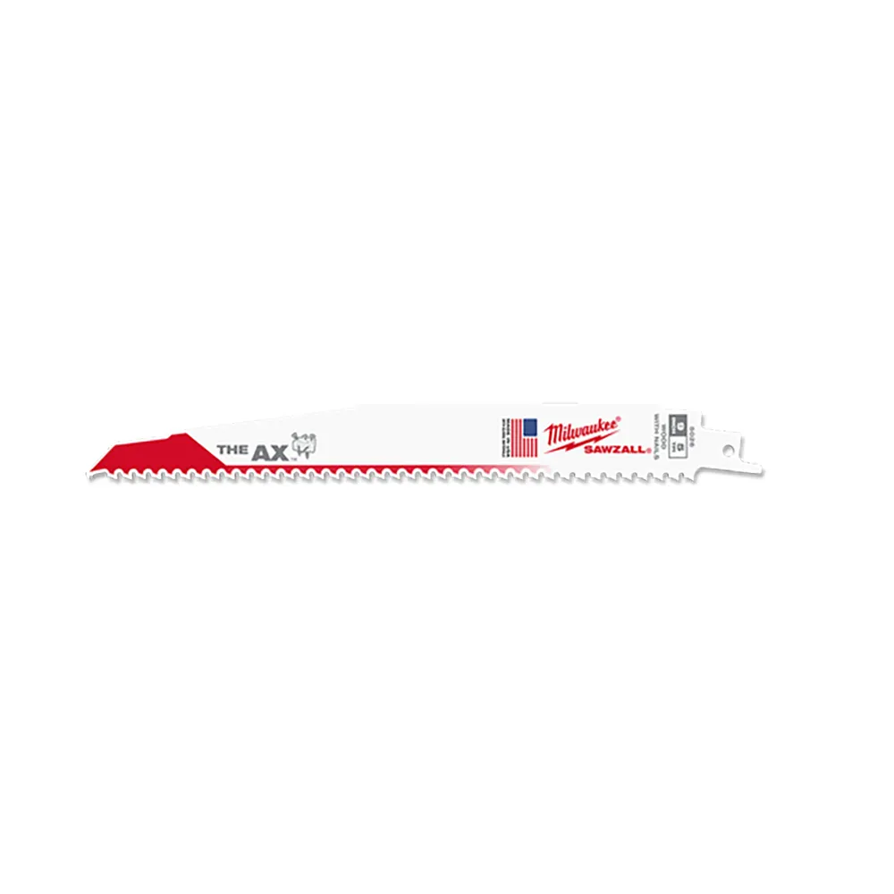 MILWAUKEE 230mm 5TPI Bi-Metal Reciprocating Saw Blade for Wood/Nail Demolition - THE AX - 5 Piece 48005026