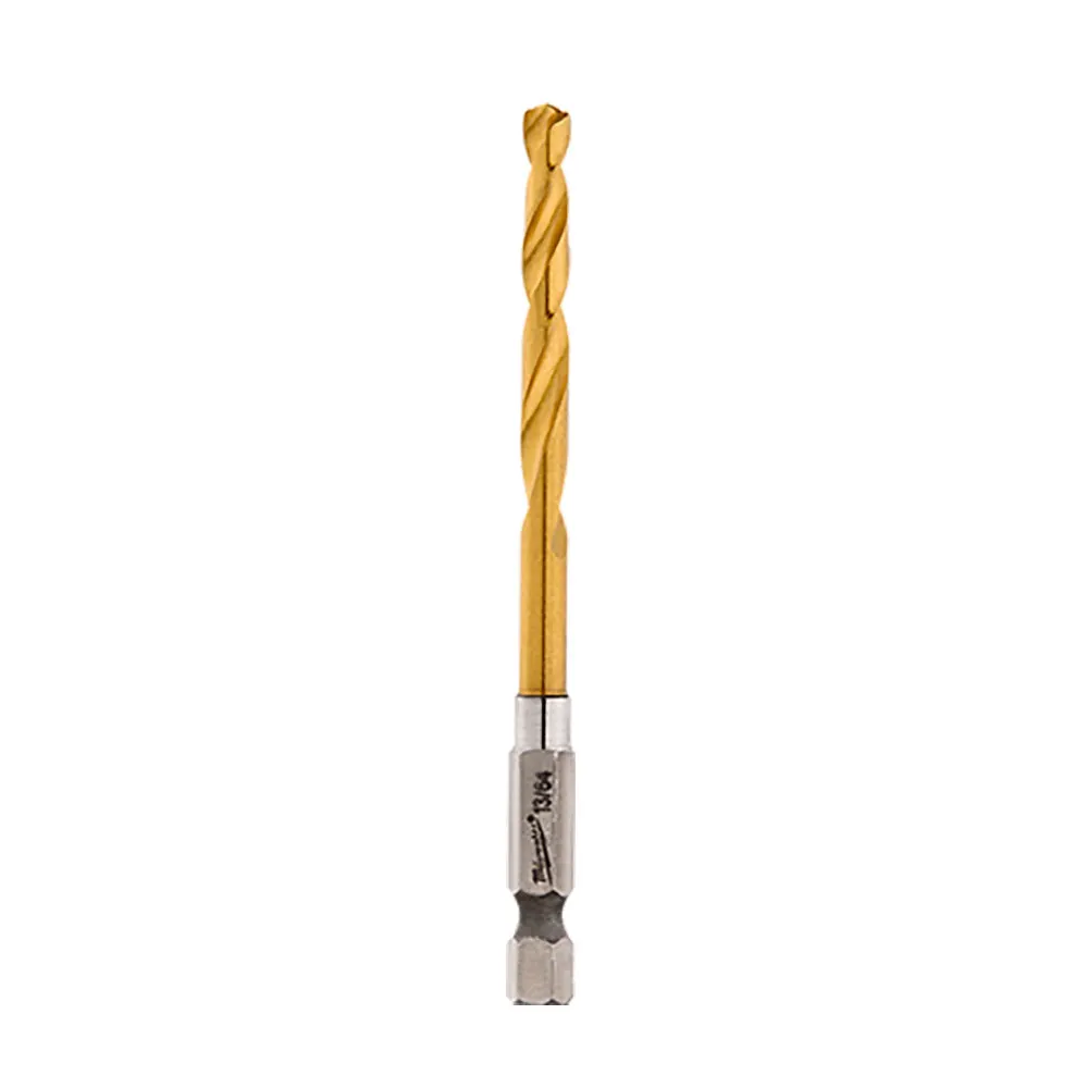 MILWAUKEE 4.5 x 76mm 1/4-Hex Quick-Change HSS-TiN Jobber Drill Bit - RED-HELIX 48894810