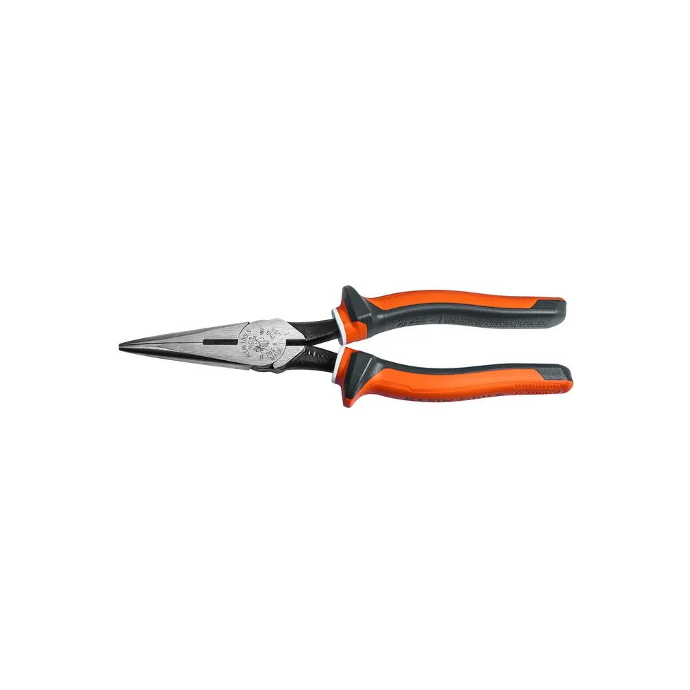 KLEIN 8inch Insulated Heavy-Duty Long-Nose Pliers, Side-Cutting