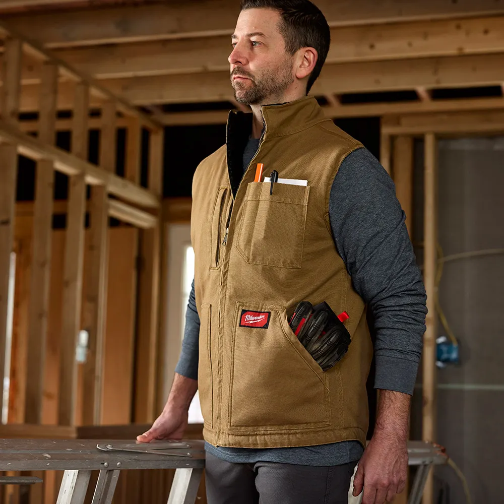 MILWAUKEE GRIDIRON Sherpa Lined Vest - Brown 801BR