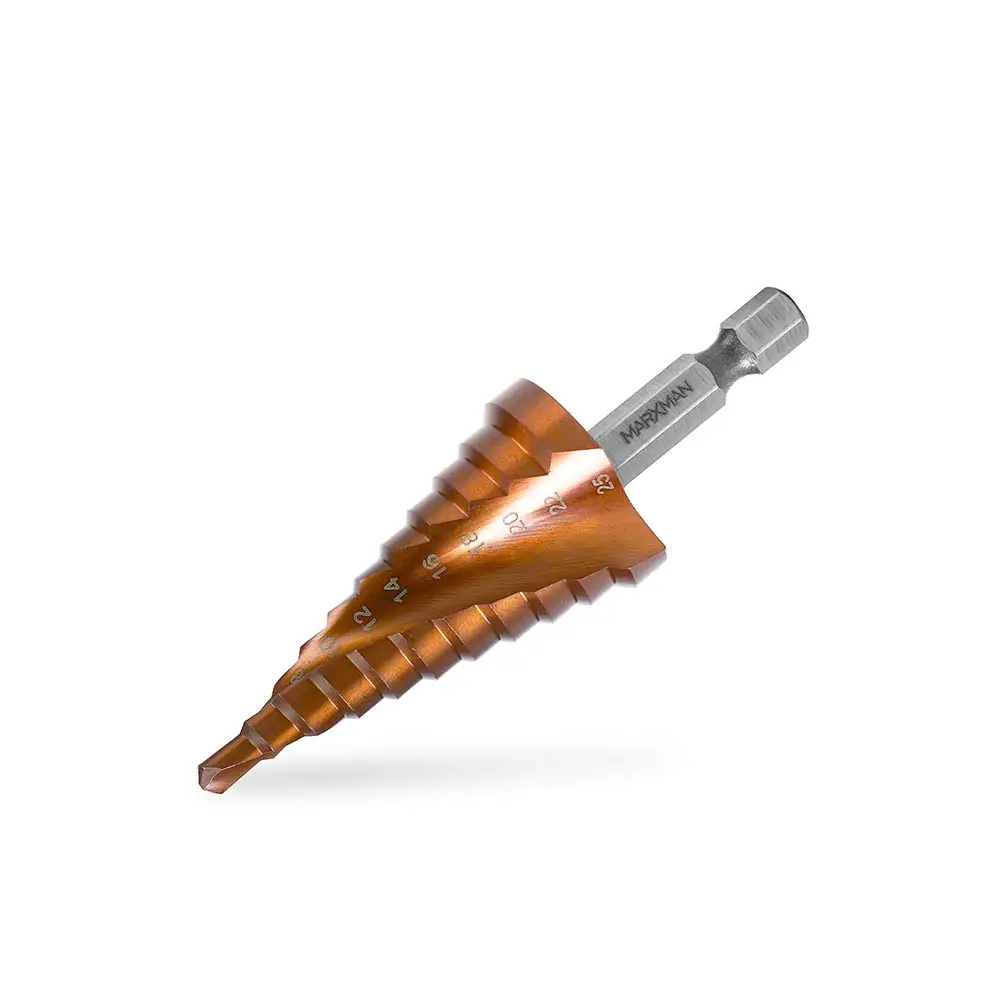 MARXMAN 4-25mm 11-Step 1/4-Hx Spiral Step HSSCO Metal Drill Bit MSD425COHX