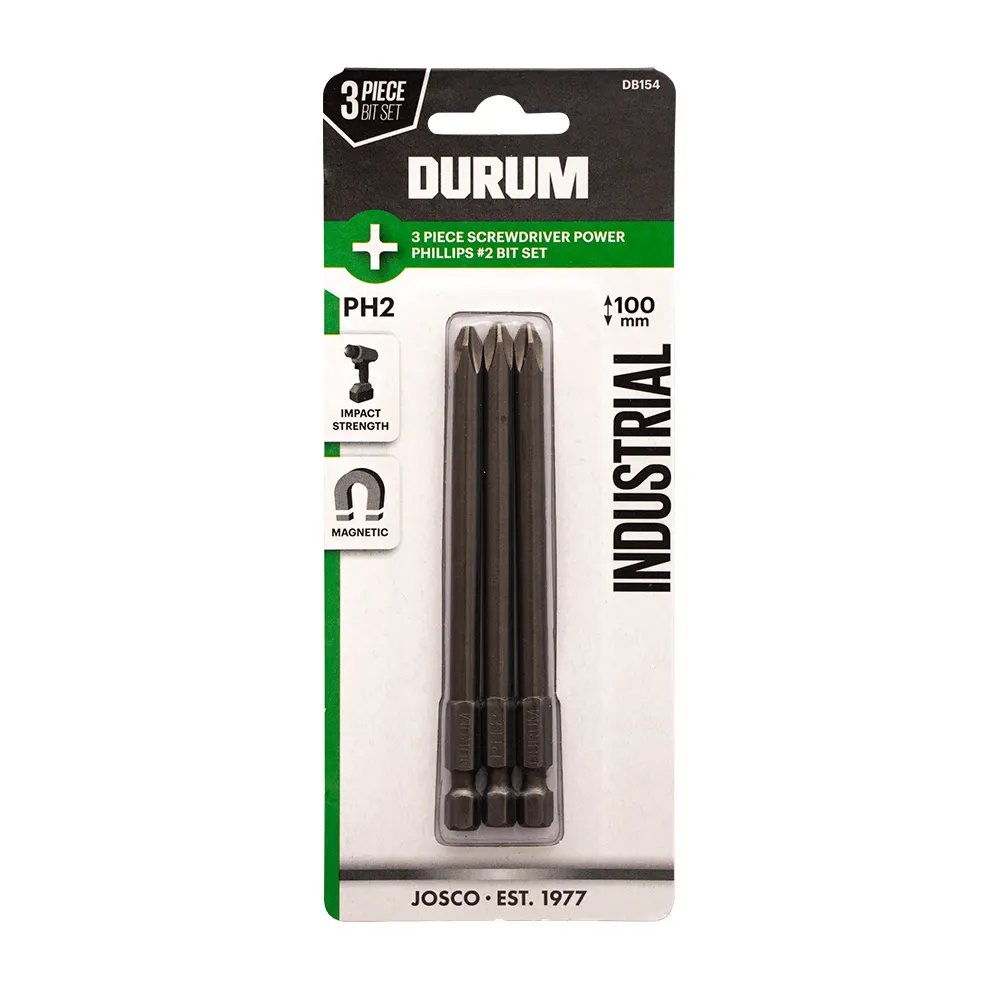 DURUM PH2 x 100mm Phillips Power Screwdriver Bit - 3 Piece