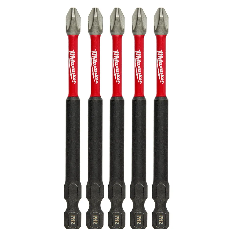 MILWAUKEE PH2 x 89mm Phillips Power Screwdriver Bit - SHOCKWAVE - 5 Piece 48324564