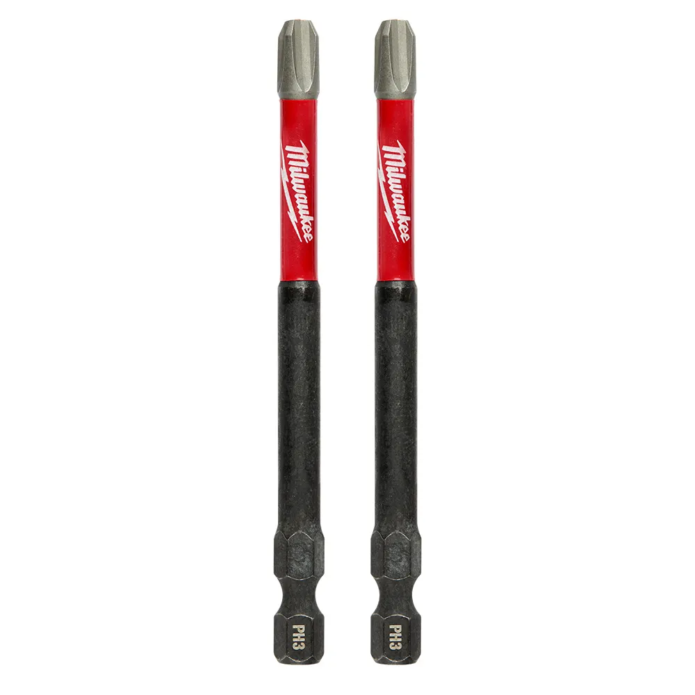 MILWAUKEE SHOCKWAVE Power 89mm (3-1/2") Phillips #3 Screwdriver Bit - 2 Piece 48324664
