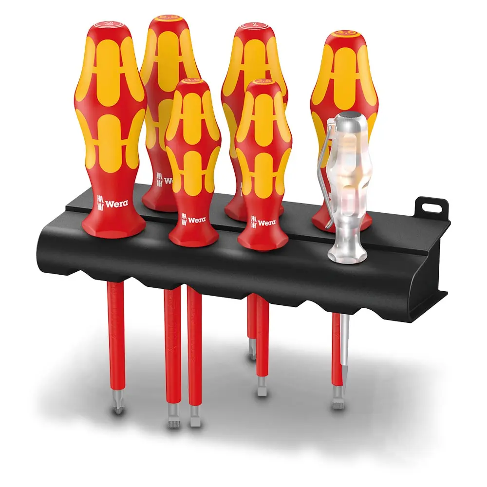 WERA 160 i/7 Rack Screwdriver Set Kraftform Plus Series 100, Voltage Tester & Rack - 7 Piece WER006147