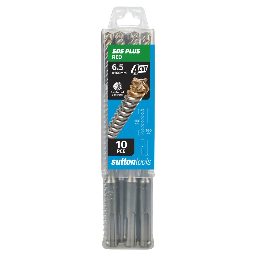 SUTTON 6.5x160mm 4-Cut SDS Plus TCT Masonry Drill Bit - 10 Piece D6820650