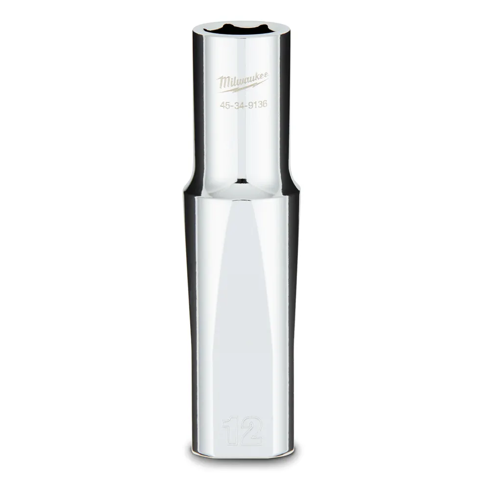 MILWAUKEE 1/2 Drive 12mm Metric 6-Point Deep Socket 45349136