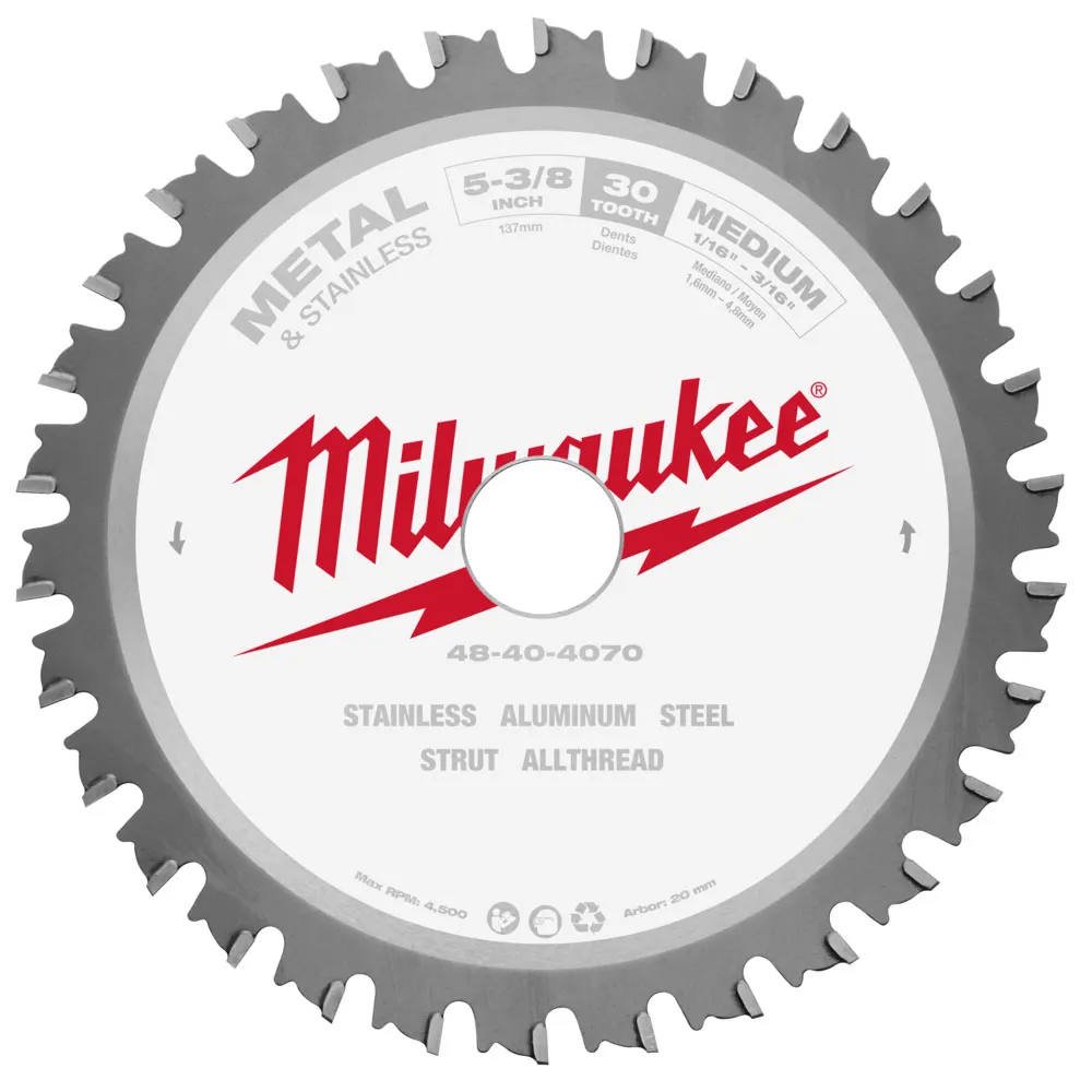 MILWAUKEE 135mm 30T TCT Circular Saw Blade for Metal Cutting - METALTECH 48404070