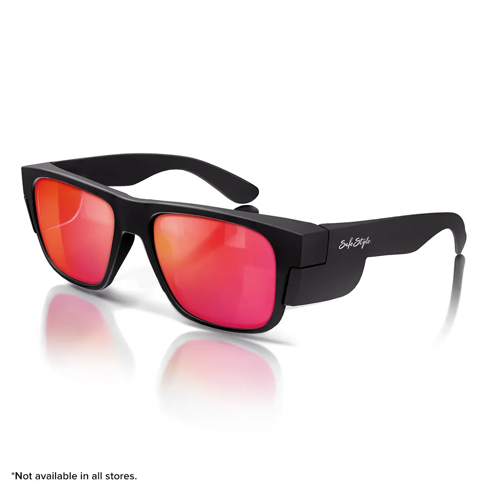SAFESTYLE Fusions Matte Black Frame Mirror Red Polarised Lens UV400 FMBRP100