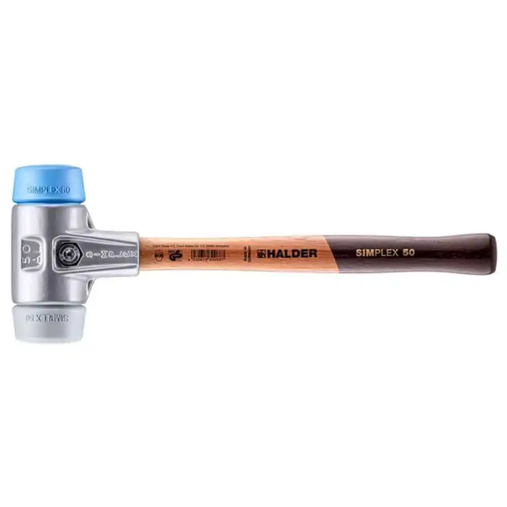 HALDER 50mm 505g Rubber Mallet TPE Tips Wood Handle 3113.05