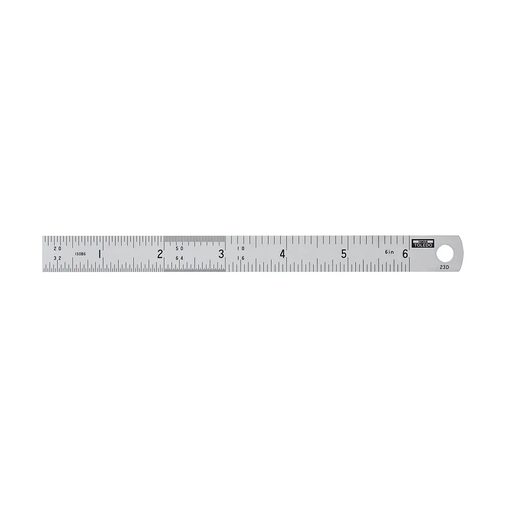 TOLEDO 150mm Double Sided Metric & Imperial Stainless Steel Rulers 150B6