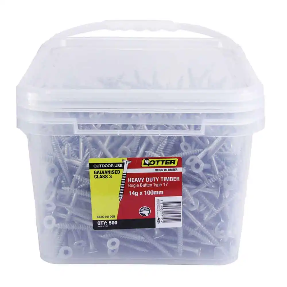 OTTER 500 Box 14g x 100mm Batten Bugle Screw T17 Galv BBEG141005
