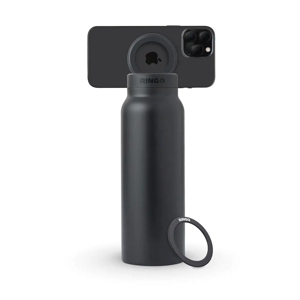 RINGO 710ml (24oz) Water Bottle - with Magnetic Phone Mount - Black B2BK24LSC1