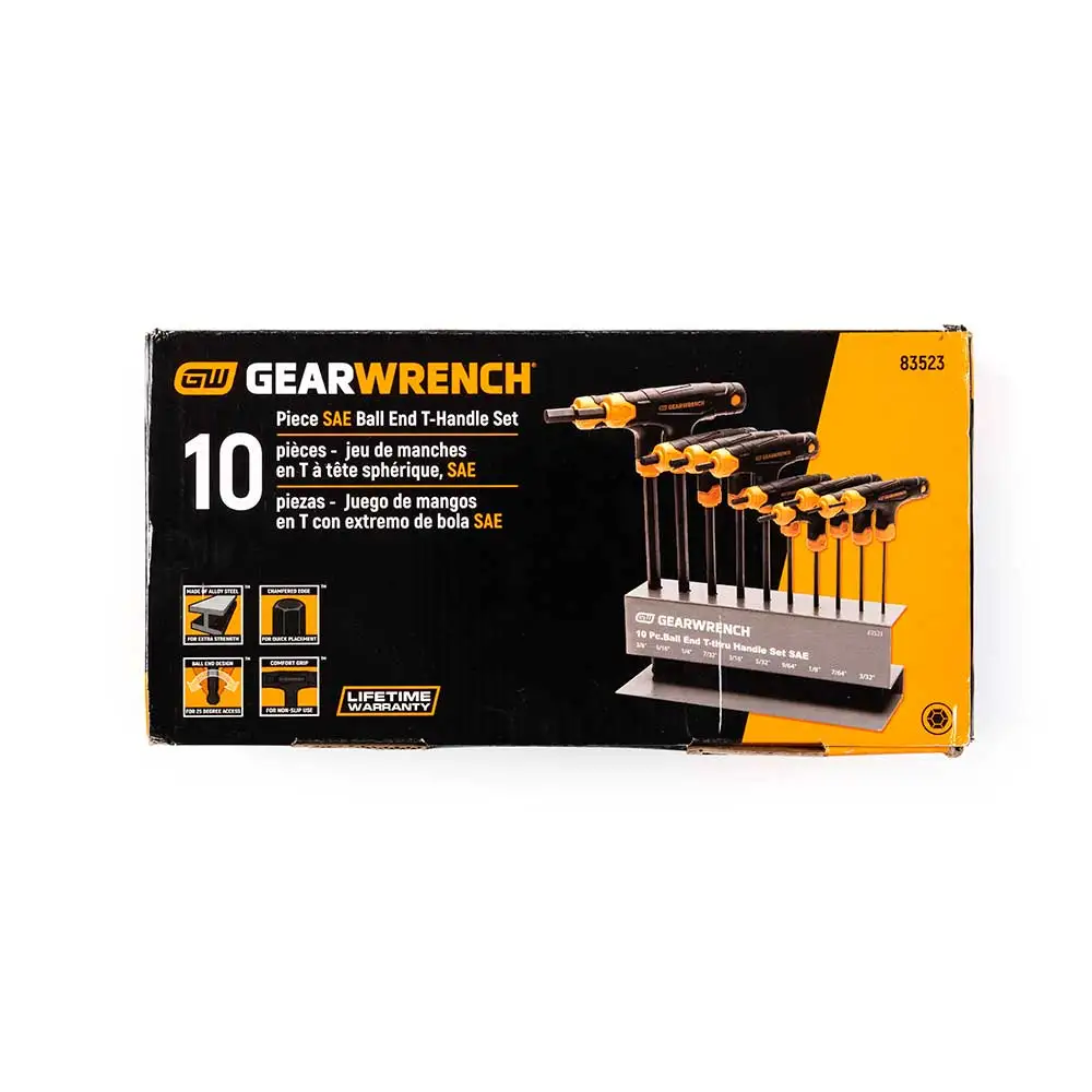 GEARWRENCH 3/32-3/8inch T-Handle A/F B/End Hex Key Set - 8 Piece 83523