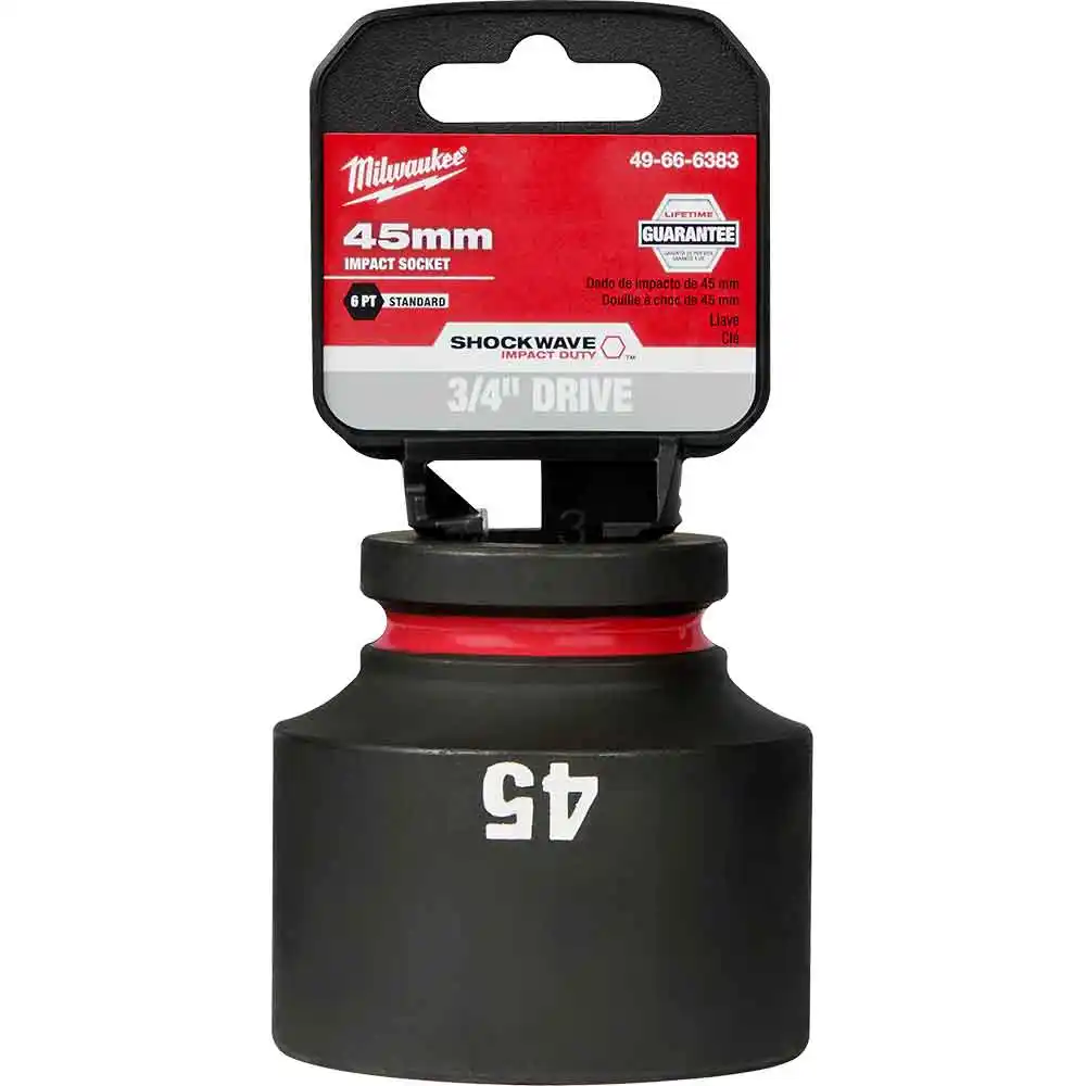 MILWAUKEE SHOCKWAVE 3/4inch Drive 45mm Standard 6 Point Impact Socket 49666383
