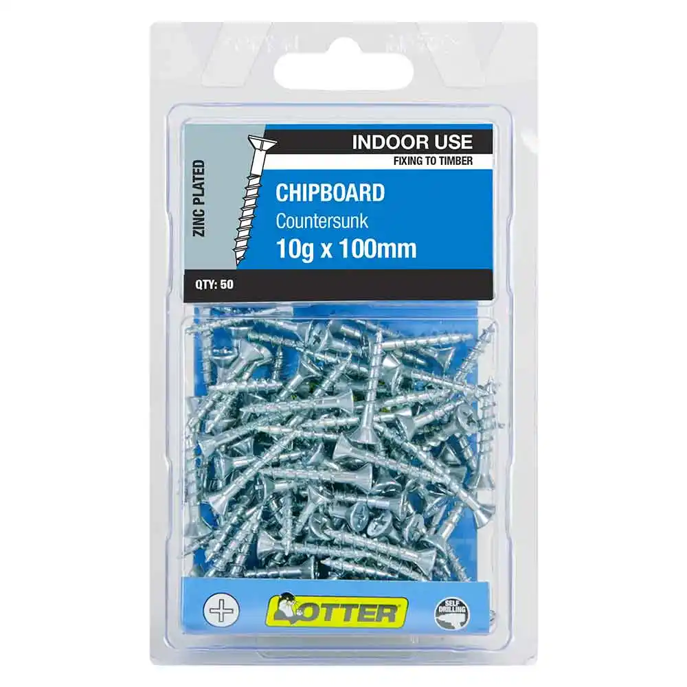 OTTER 50 Pack 10g x 100mm Zinc Chipboard Screw CHEZ101002