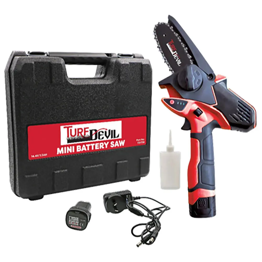 TURF DEVIL 14V 2 X 1.5AH Battery & Charger 4 Inch Pruning Saw Kit TD1758