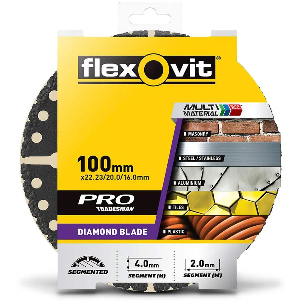 FLEXOVIT 100mm Segmented Diamond Blade for Multi-Purpose Cutting - MULTI-MATERIAL