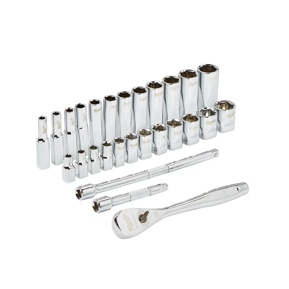 MILWAUKEE 28pc 1/4inch Drive Metric Ratchet & Socket Set 48229504