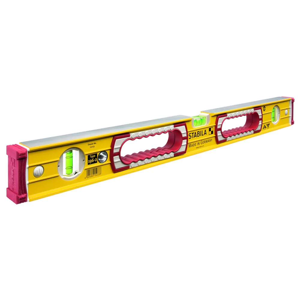 STABILA 1200mm Hand Hole Box Frame Ribbed Level 3 Vial Trade with Non Slip End Caps 196-2/120