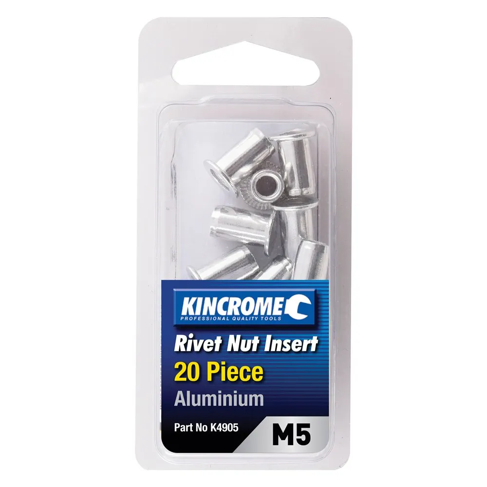 KINCROME Rivet Nut Insert M5 Aluminium - 20 Piece K4905