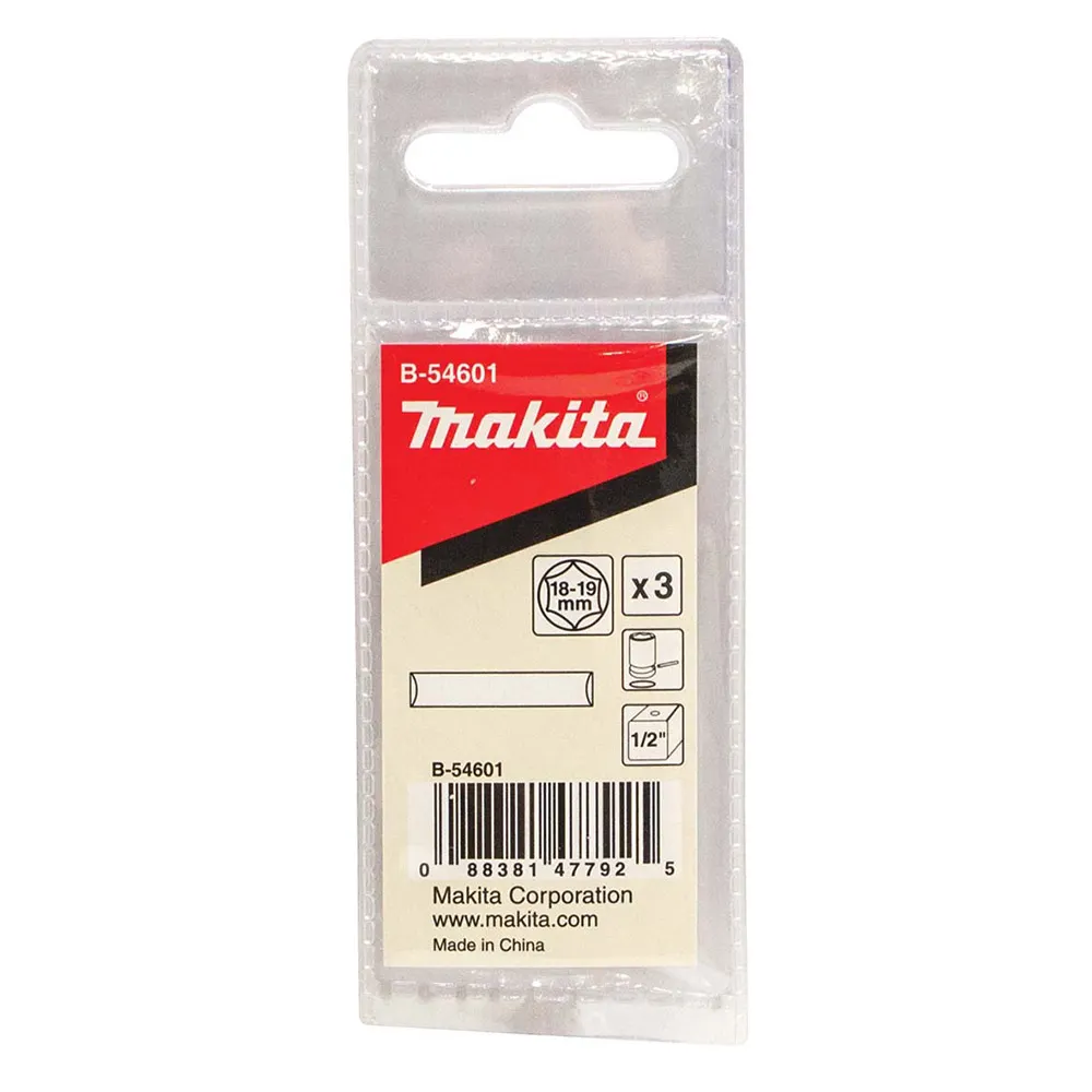 MAKITA Pin Set 1/2 Impact Socket 18mm & 19mm - 3 Piece B-54601