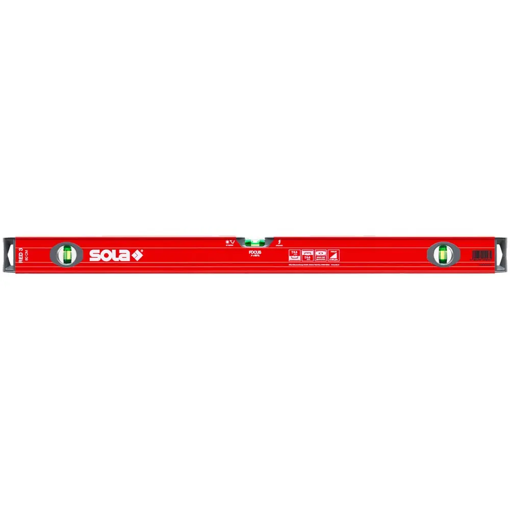 SOLA 800mm 3 Vials Spirit Level Box - Red 01215101